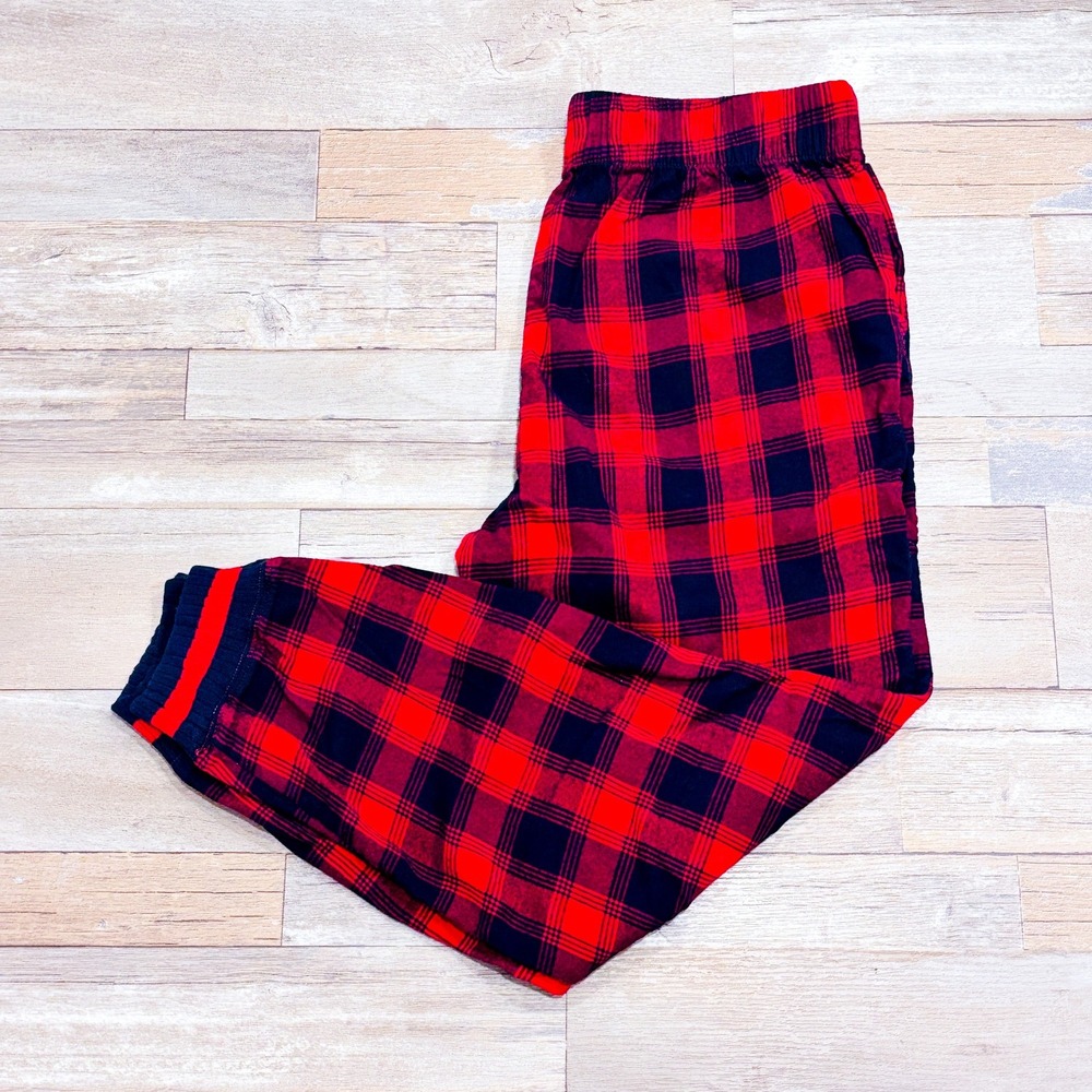 AERIE Plaid Pajama Pants Red Navy Cotton Blend Lounge Sleepwear Medium